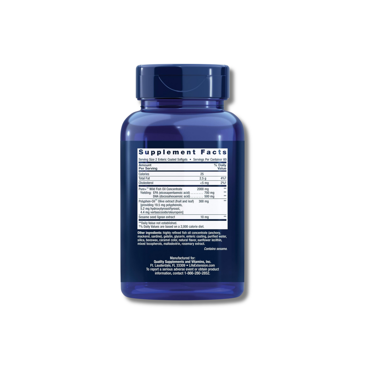 Super Omega-3 EPA/DHA Fish Oil, Sesame Lignans & Olive Extract