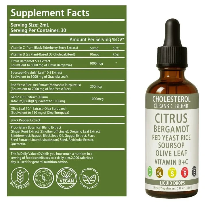 Citrus Bergamot dropar fyrir kólestról, 60ml